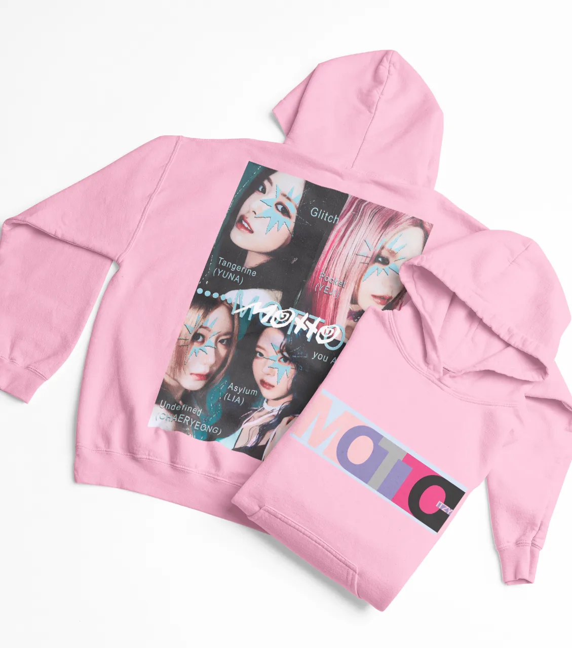 ITZY Pink Motto Marquee Hoodie - Image 2